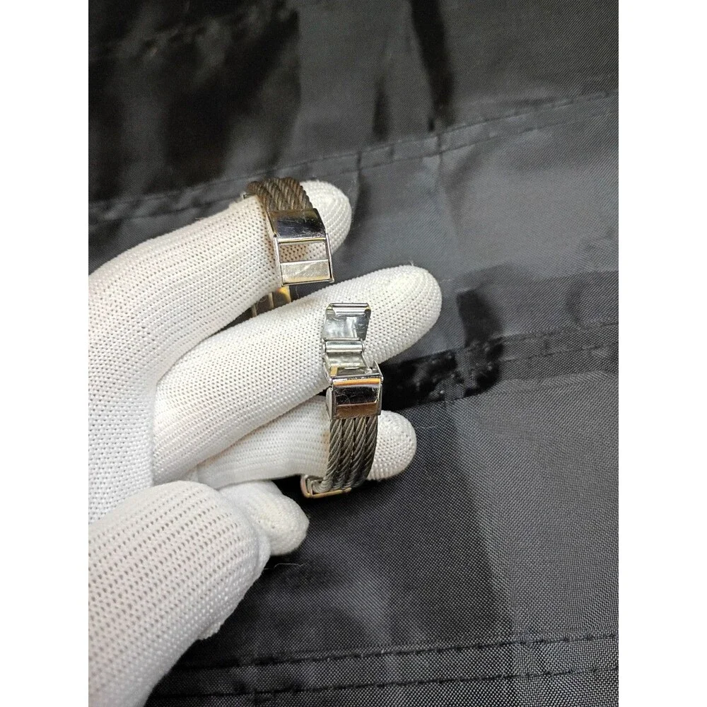 Stainless Steel Cable Twist Bracelet Silver Tone with clasp